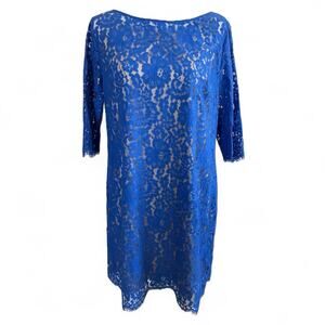 Robert Rodriguez Royal Blue Lace Shift Dress Size 12